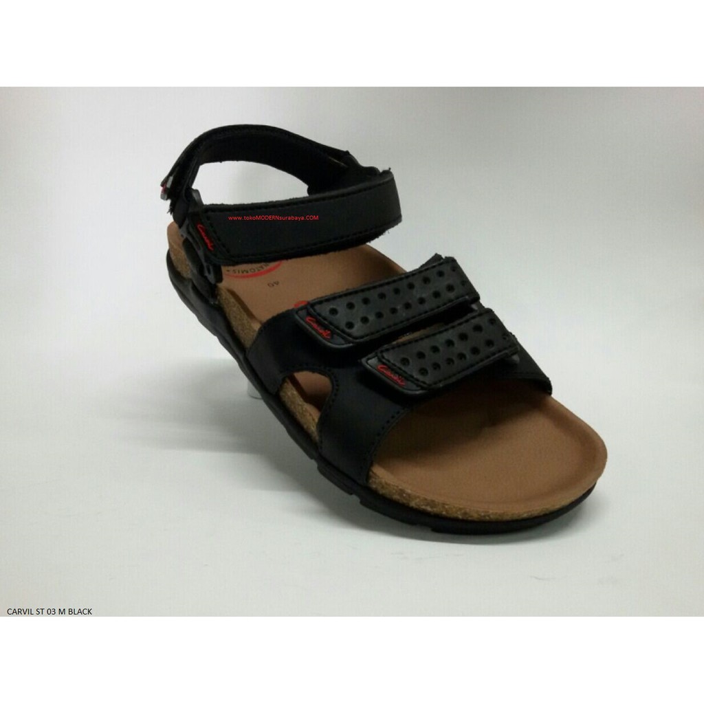 CARVIL ST 03 M BLACK no 43 sandal footbeed pria casual sopan flip flo