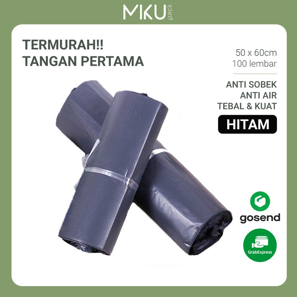 

PLASTIK PACKING PLASTIK POLYMAILER 50x60cm isi 100lbr - Hitam