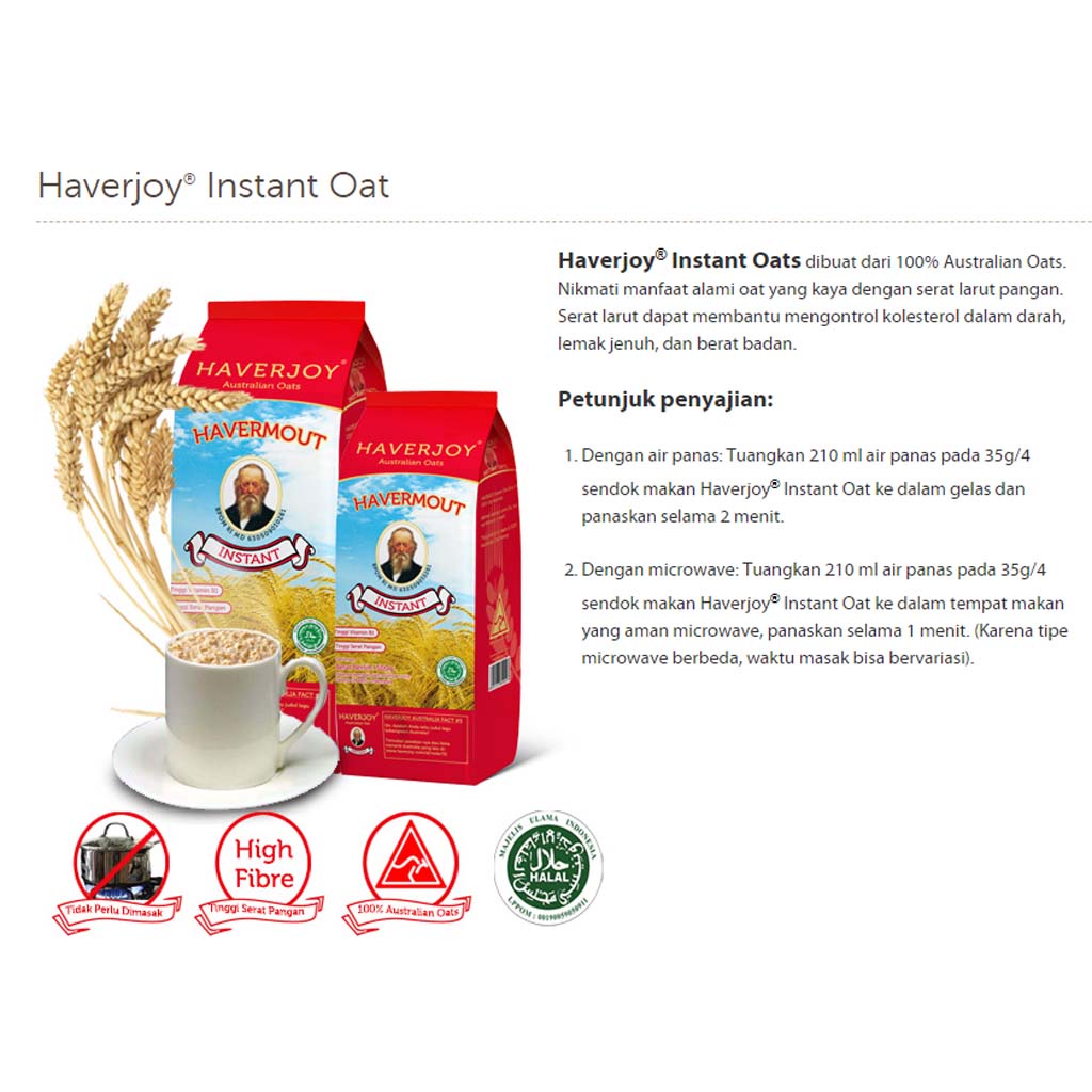 HAVERJOY havermout instant 500 gr /australian oat /oatmeal