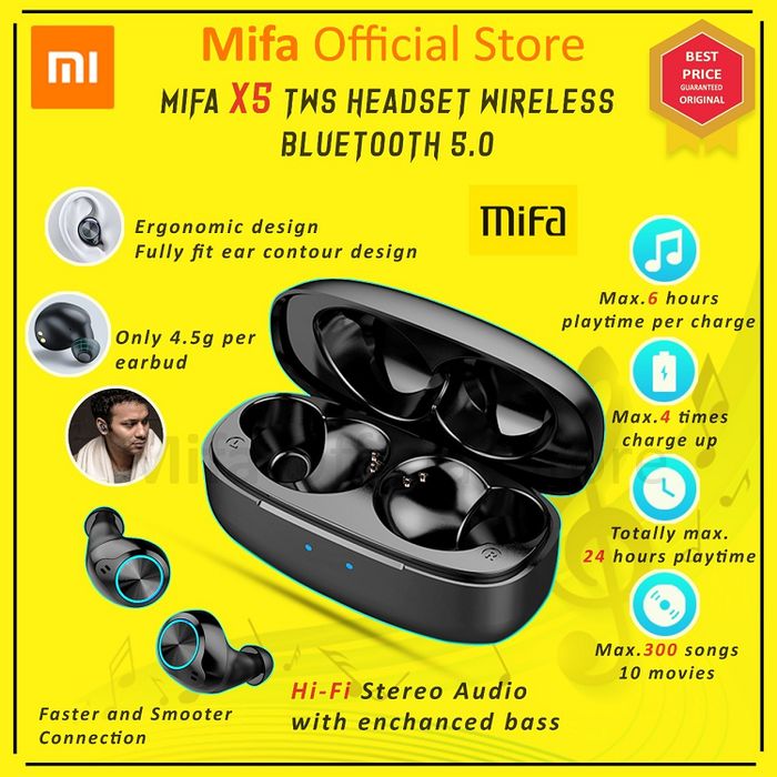 Mifa X5 Xiaomi Tws Earbud Wireless Bluetooth 5.0 Earphone Headset