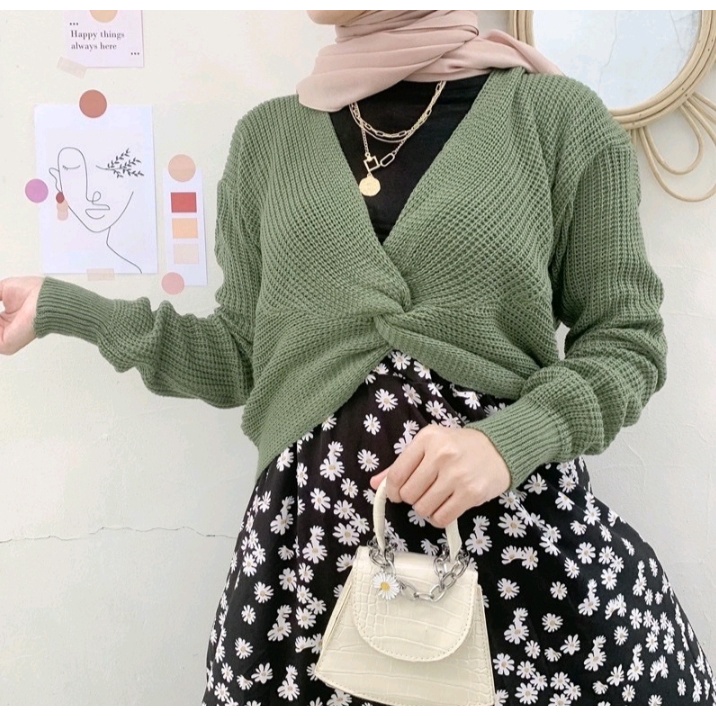 moluna cardigan rajut / rajut moluna / atasan rajut / sweater rajut / moluna tali depan / oslo sweat