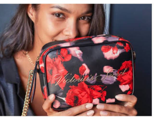 VICTORIA SECRET LEATHER FLORAL SLING BAG