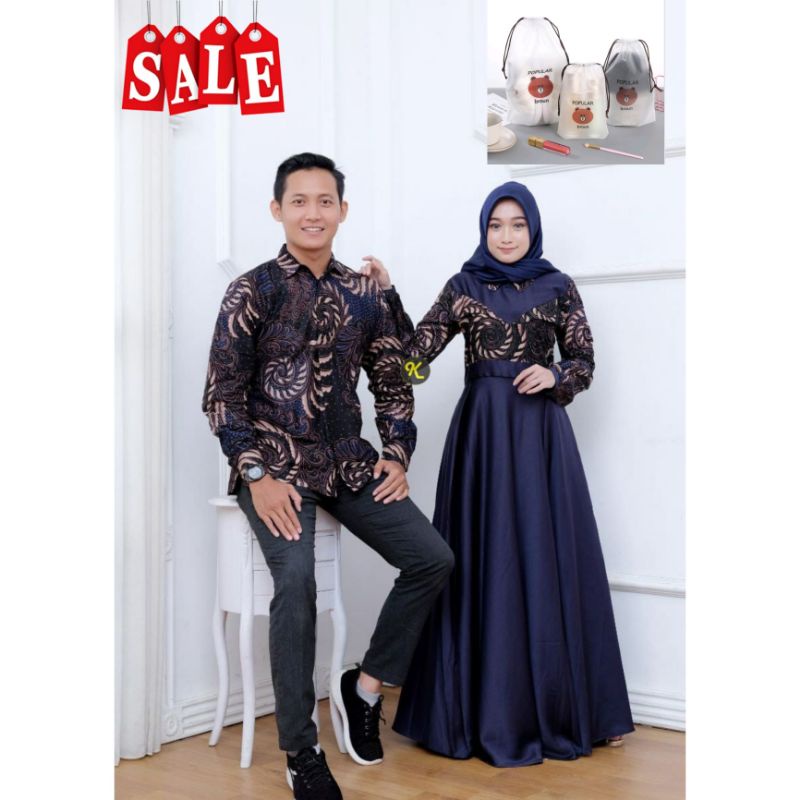 Batik Couple TERBARU dan BEST SELLER Batik Anjani Kombinasi Polosan
