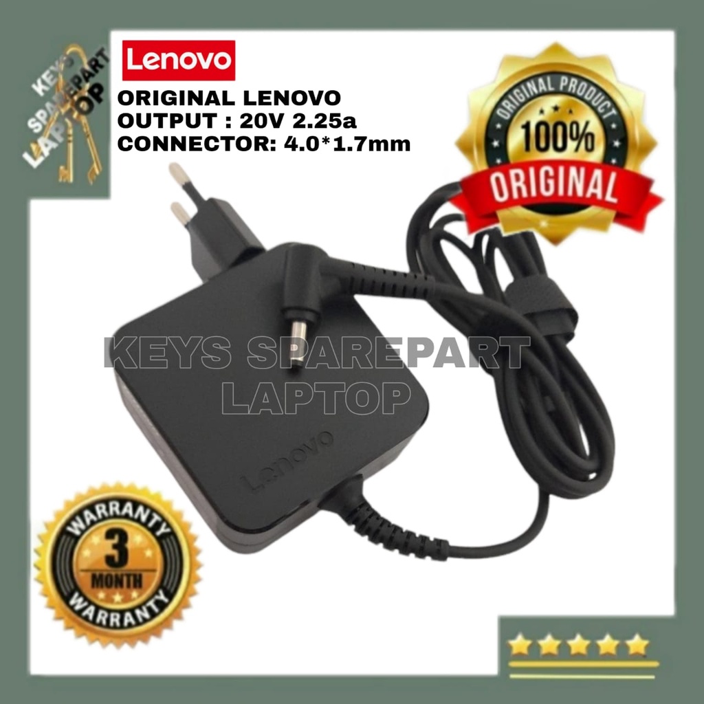 ADAPTOR CHARGER CASAN LAPTOP IDEAPAD LENOVO 20V 2.25 4.0 1.7MM KOTAK COLOK KEClL ORIGINAL 110 110S 110S-11 110S-11IBR 100 100-15 100-15IBY 100-15IBD PA-1450-55LU ADL45WCG ADP-45DW 100s 100S-14IBR 100S-14IBY 110-14ISK 120S-11 120S-11IAP