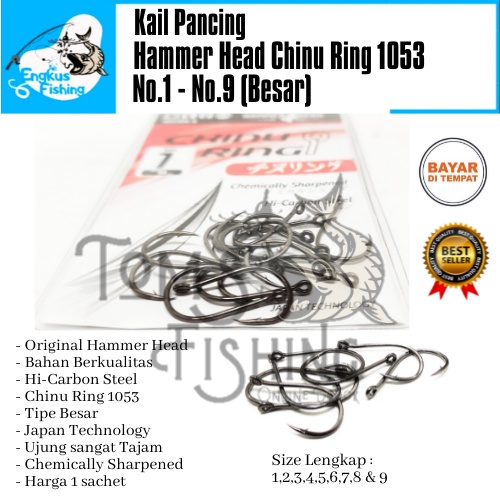 Kail Pancing Hammer Head Chinu Ring 1053 Besar (No.1 - No.9) Murah High Carbon Steel -  Engkus Fishing