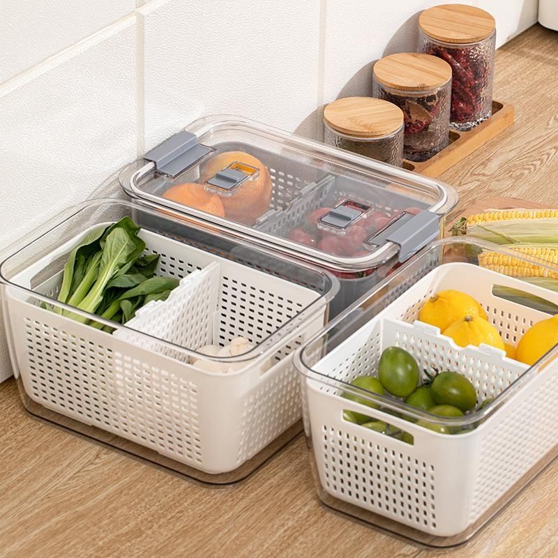 Rak Kulkas Akrilik Kotak Kontainer Makanan Kulkas Food Storage Box Kotak Penyimpanan Refrigerator  Makanan Box Container Buah dan Sayur Transparant Murah Terbaru Serbaguna Multifungsi Portable