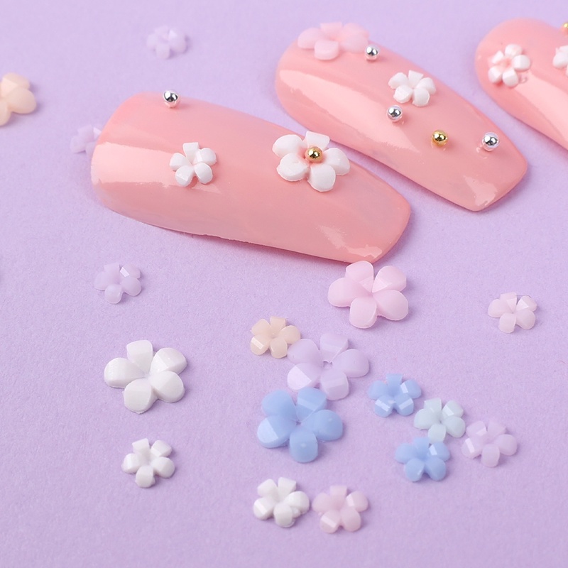 6 Grid / Kotak Stiker Kuku 3D Bentuk Kelopak Bunga Dapat Berubah Warna Untuk Dekorasi Nail Art