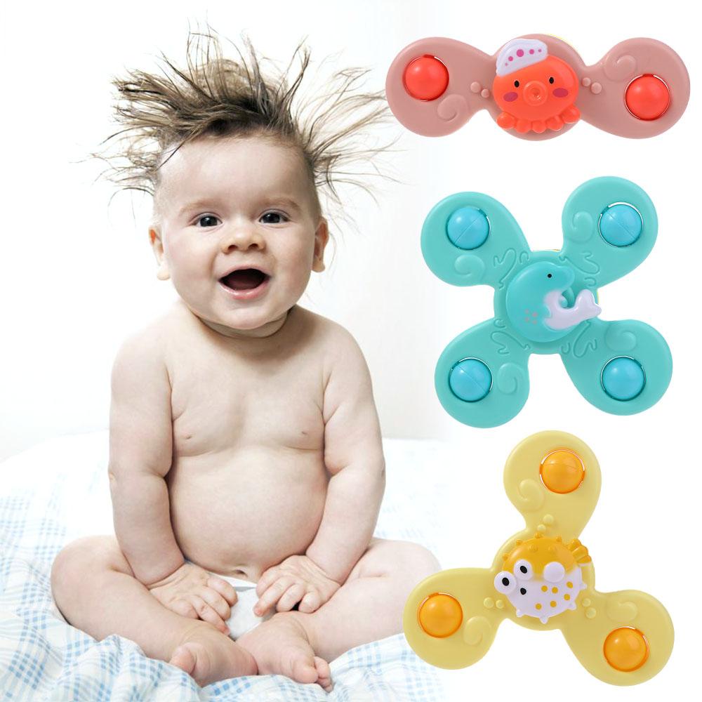 [Elegan] Mainan Bayi Spin Top Mandi Kerincingan Teether 2sampai4 Tahun Edukasi Anak-Anak Montessori Gyroscope Edukasi Anak Laki-Laki Anak Mandi Sucker Spinner