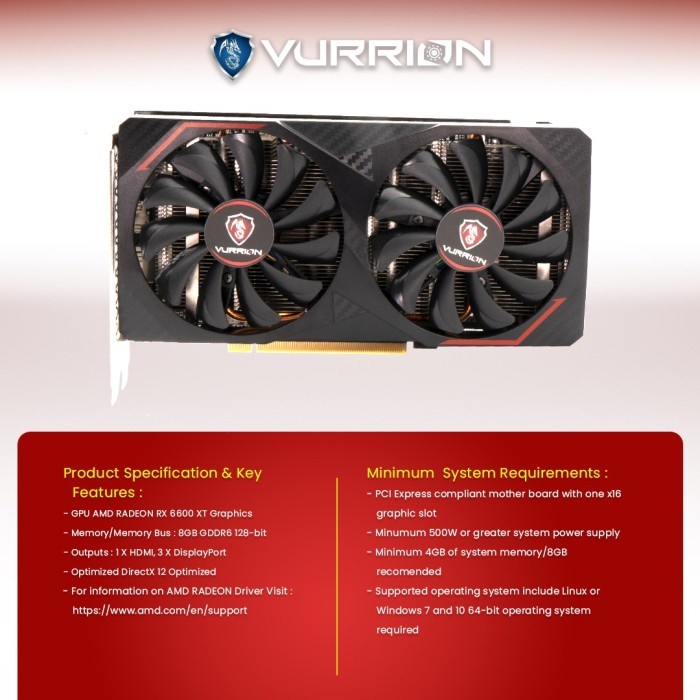 VGA Vurrion Radeon RX 6500 XT 4GB GDDR6 Blaze GAMING VGA ORI