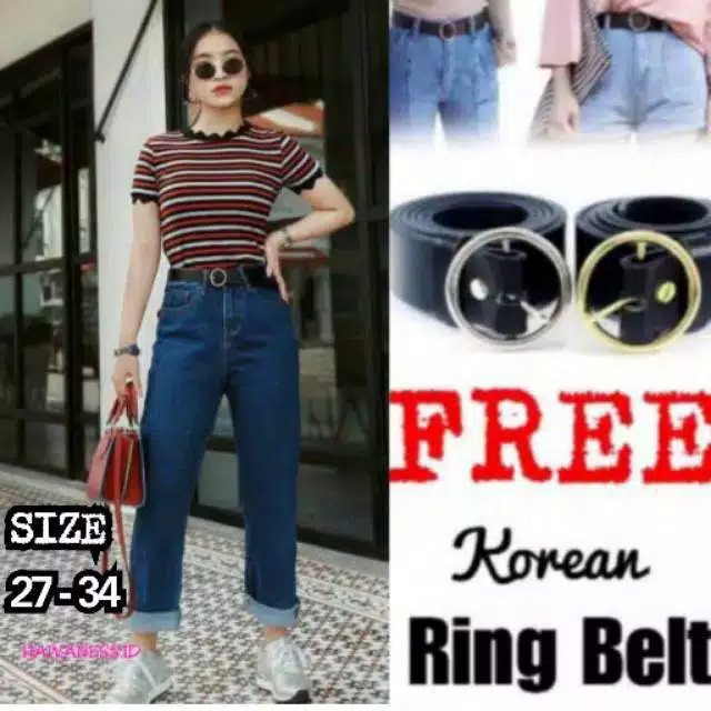 PROMO CELANA BOYFRIEND JEANS WANITA //FREE BELT /BF POLOS