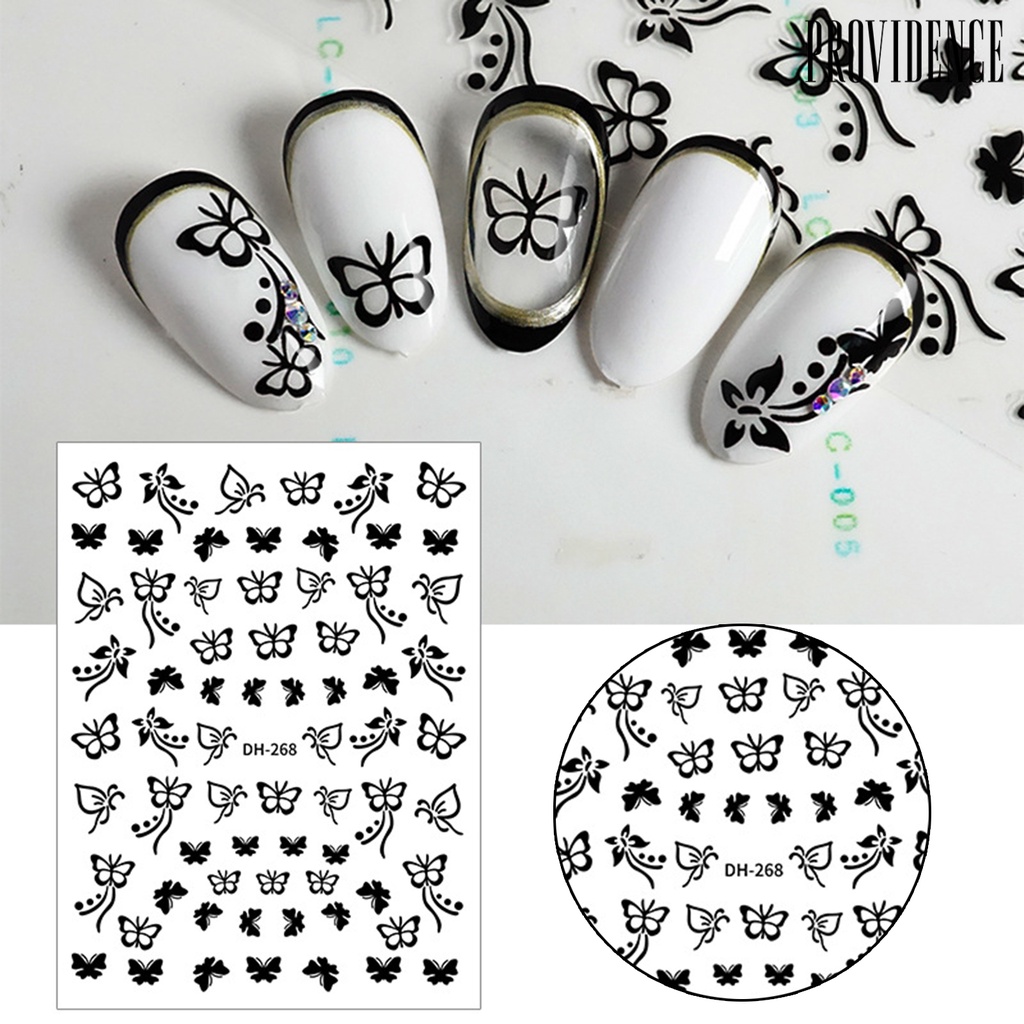 Providence Manicure Decal Delicate Exquisite Glue-free Hollow Butterfly Nail Art Transfer Sticker for Women