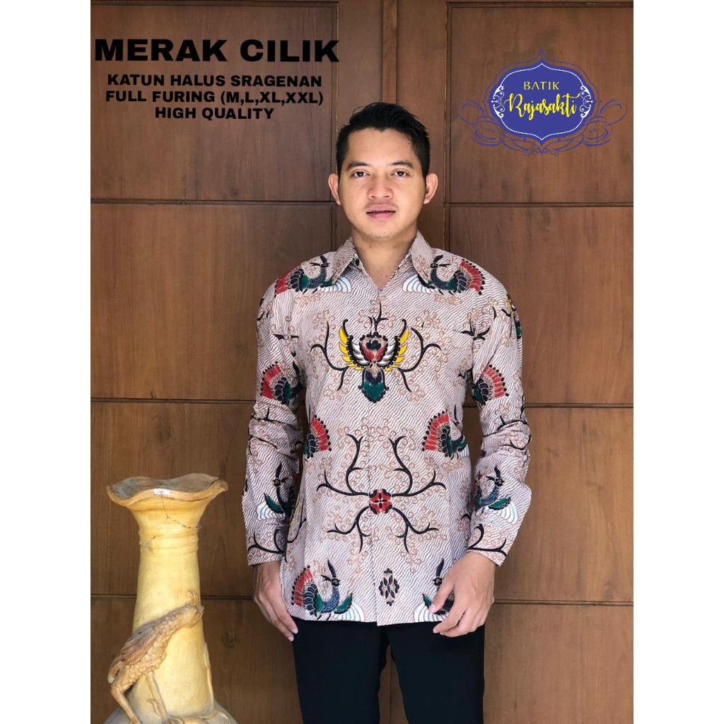 MERAK CILIK Kemeja Batik Pria Lengan Panjang Katun Halus FULL FURING Rajasakti