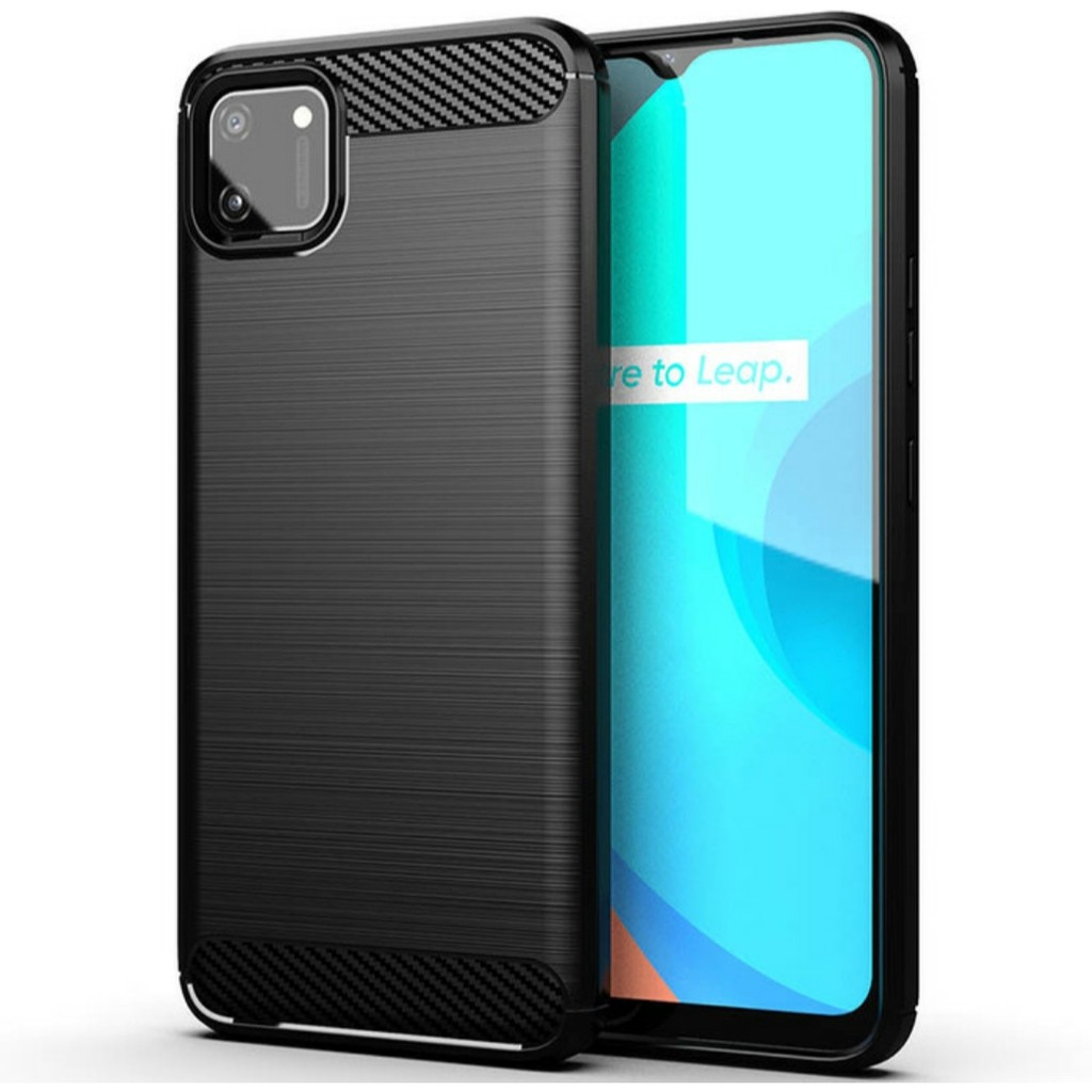 Silicone Carbon Fiber REALME C11 C12 C15 case cover casing