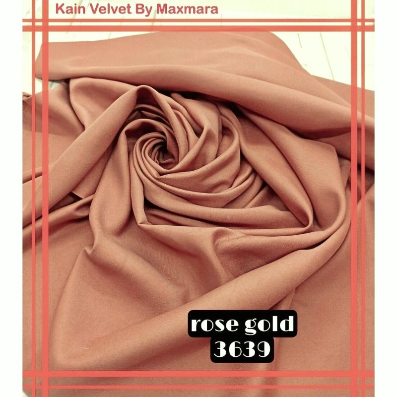 Bahan Multi Kain Satin saten Velvet maxmara Polos bridesmaid Meteran Super A Grade-3639 rose gold