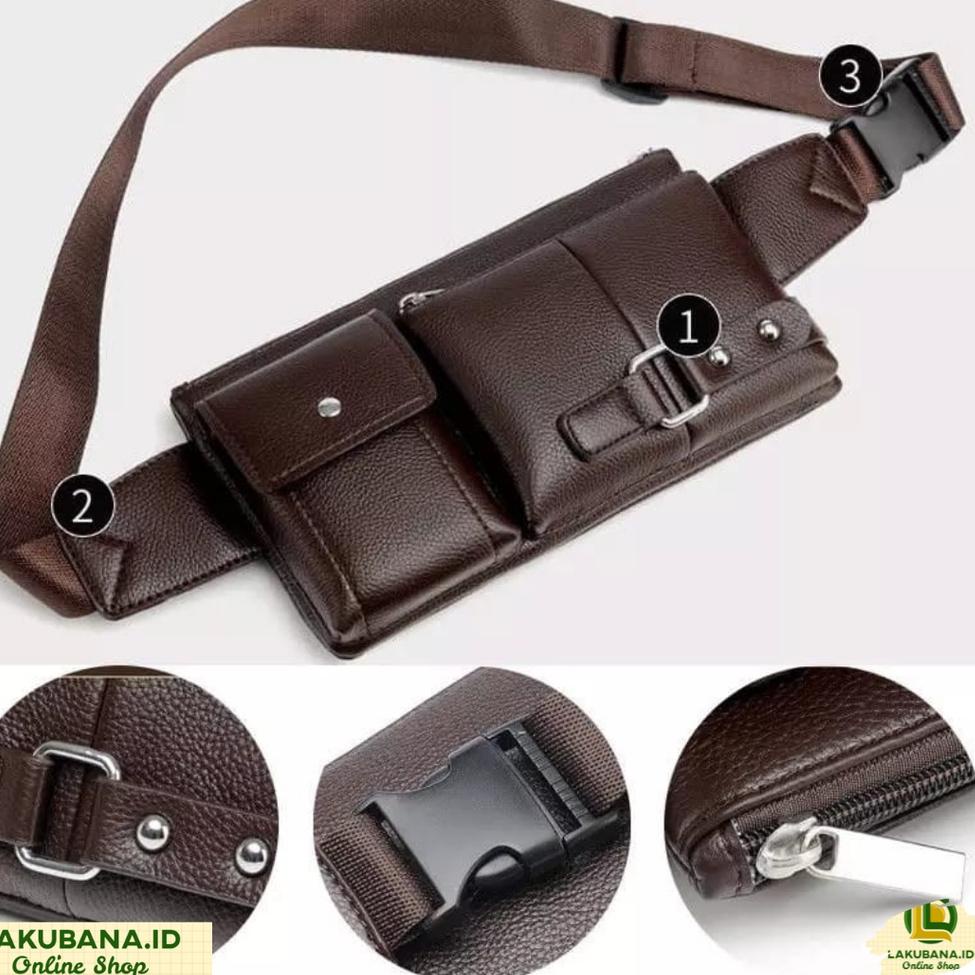 [PRODUK MCFUS] Marvel Waist Bag Premium - Tas Pinggang Pria Kulit Sintetis Import Bag YPB