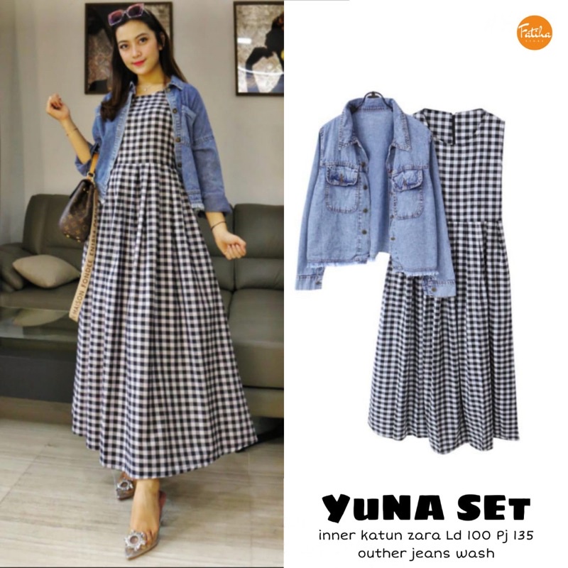 YUNA SET by abella : setelan gamis plisket berkualitas nyaman realpict