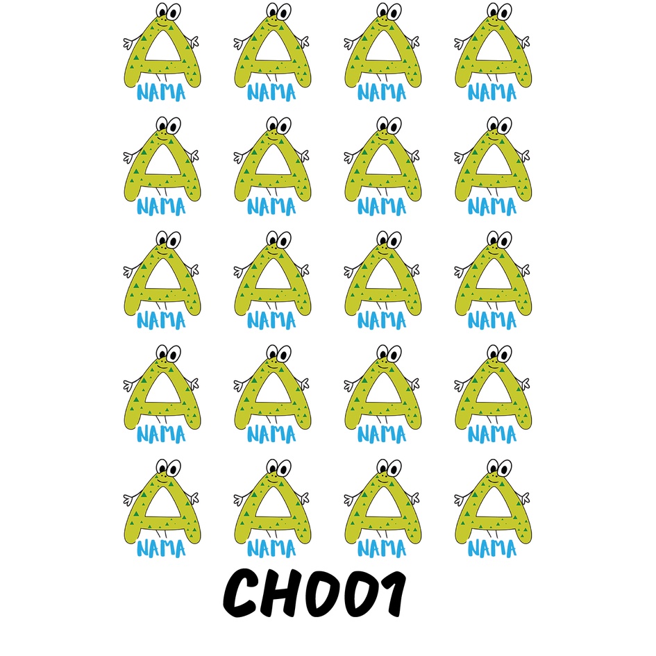 

Sticker Nama Cutting Label Waterproof Tahan Air Huruf 01 (CH001)