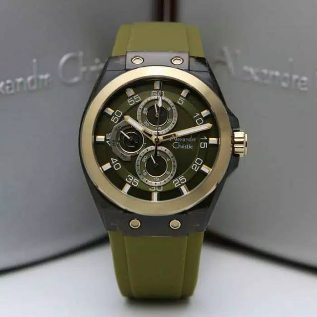 Alexander christie ac6546 ac 6546 Hijau Rubber band original jam pria