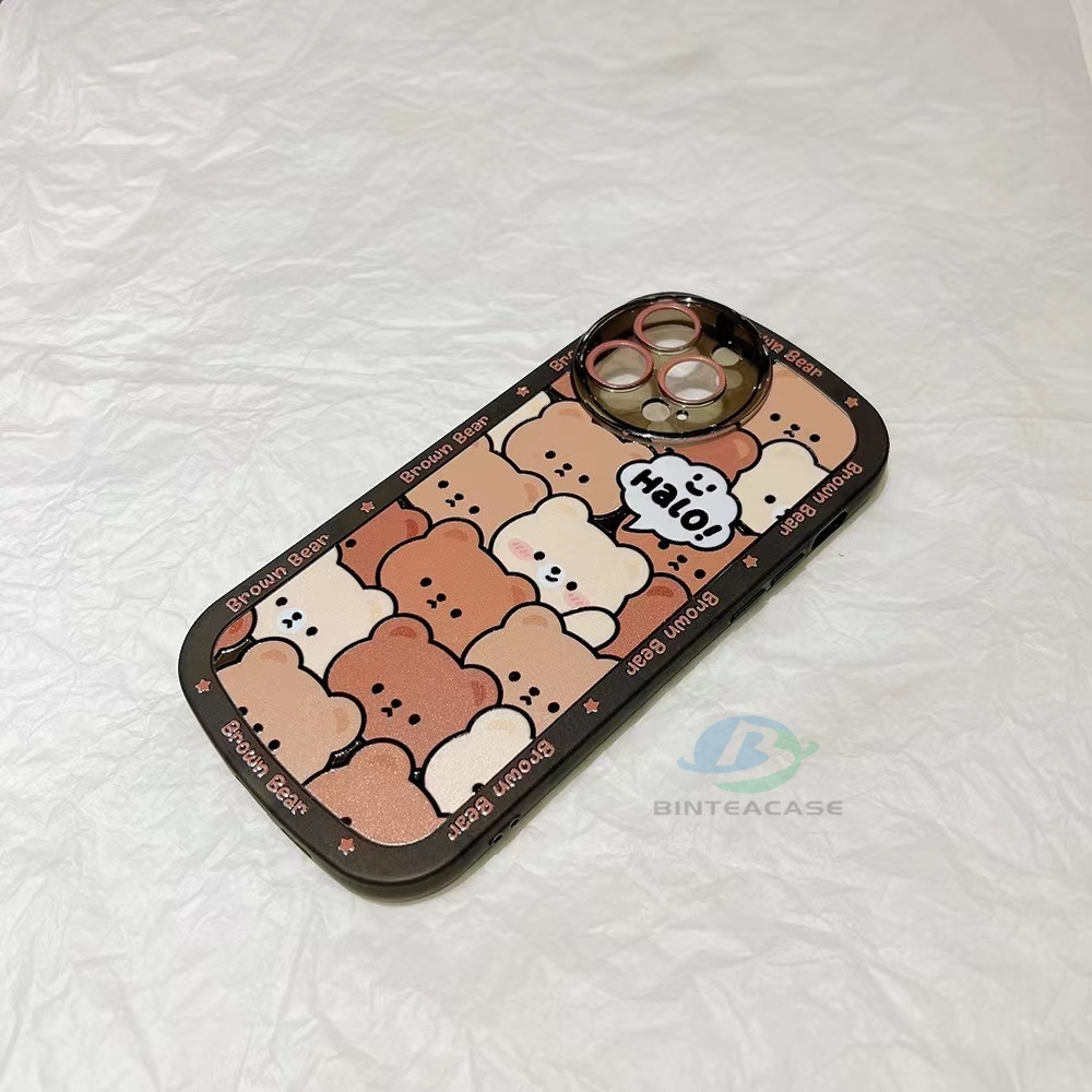 Soft Case TPU Motif Kartun Kepala Beruang Untuk IPhone 11 12 13 Pro MAX X XR XS MAX 6 6S 7 8 Plus SE 2020