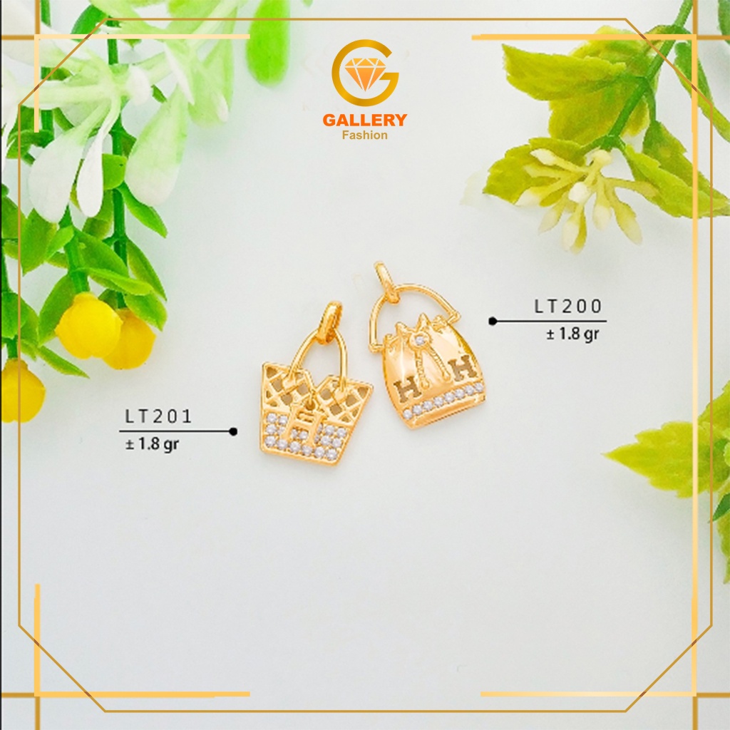 LIONTIN EMAS ASLI KADAR 300/6KARAT (6K) DAN 375/8 KARAT (8K) KODE LT 200 LT 201 MODEL TAS LOGO KERAN