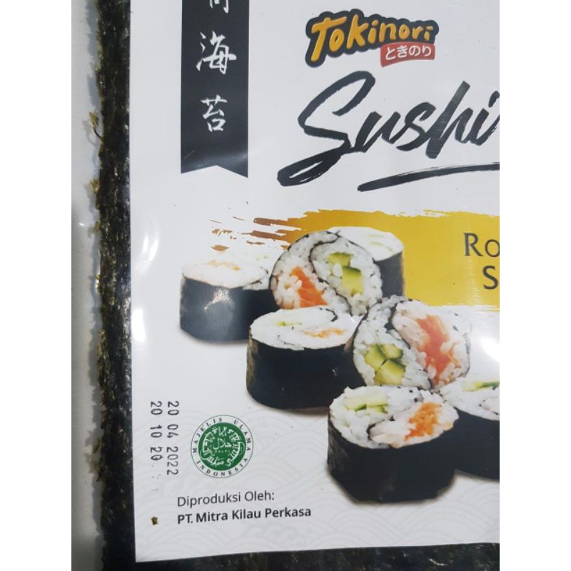 Tokinori Sushi Nori 10 Lembar Halal │ Yakinori Lokal for Sushi Kimbab/ Gimbab │ Lembar Rumput Laut