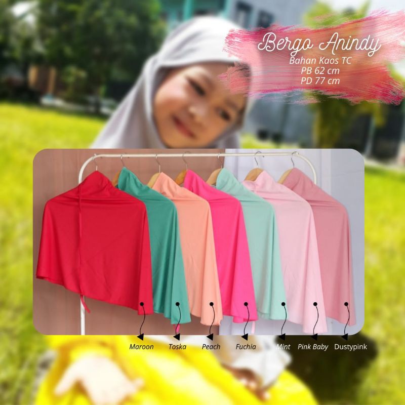 Termurah - Hijab Anak Khimar Bergo Tali Anak Baham Kaos TC Halus Premium Nyaman Dipakai | Bisa Cod