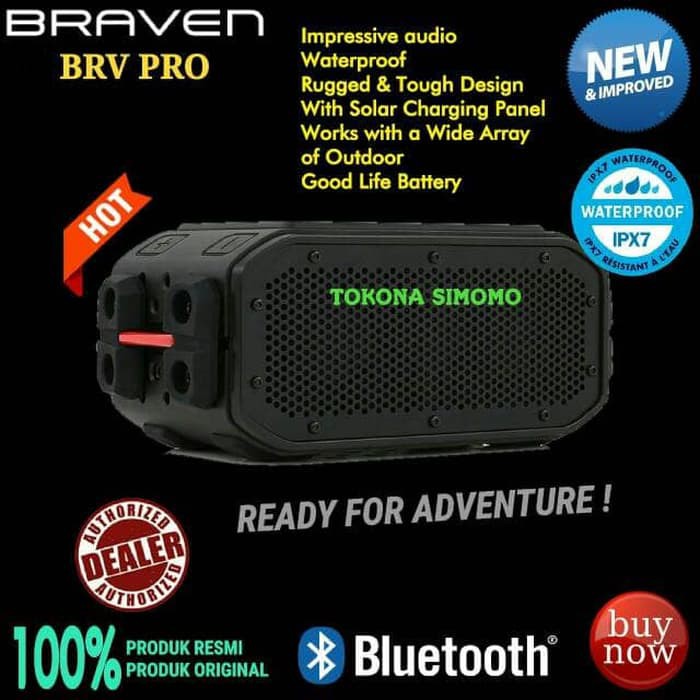 PROMO BRAVEN BRV PRO Solar Panel - Portable Waterproof Bluetooth Speaker MURAH