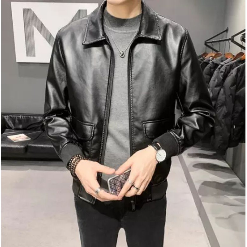 JAKET KULIT PRIA ASLI ORIGINAL WARNA HITAM TERBARU