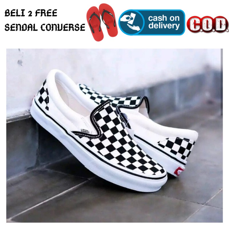 VANS SLIP ON CHECKERBOARD SEPATU VANS MOTIF CATUR SEPATU SNEAKERS VANS PREMIUM ORIGINAL FREE BOX VSO