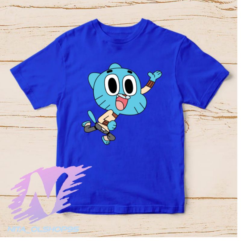 baju kaos anak karakter gumbal the amazing world of gumball