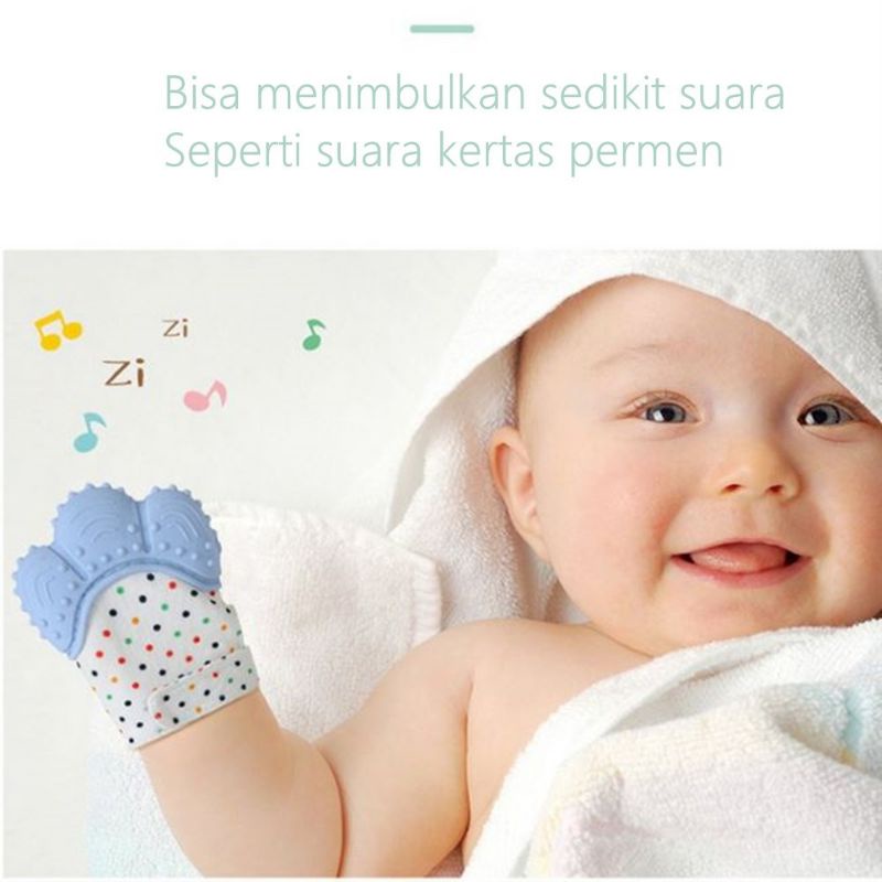 Sarung Tangan Gigitan Bayi/ Baby Mitten Teether / SNI BPA-FREE + Tas Pouch Penyimpan