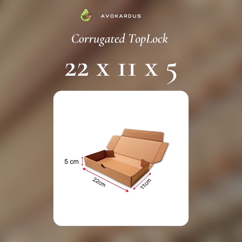 

Kardus Corrugated Die Cut 22x11x5 Top Lock Kotak Dus Pizza Coklat