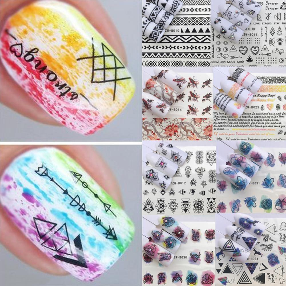 Timekey you A5K3 Stiker Kuku Motif Bungageometri Anti Air Untuk Dekorasi Nail Artmanicure