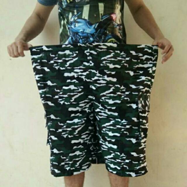  Celana  Pendek Katun Kampas Loreng ARMY  Cargo  Shopee  