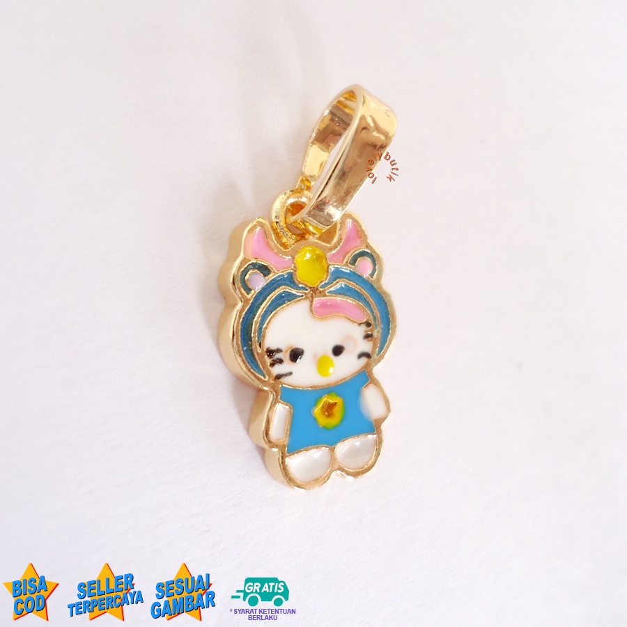 Lovelybutik - Liontin Kalung Anak Xuping Gold Lucu Cutie Blue Liontin Anak Lucu Tanpa Kalung