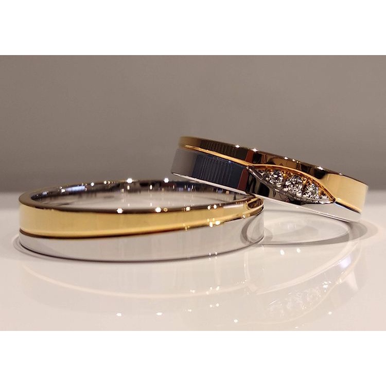 Cincin Kawin Couple Palladium 5% & Emas Kuning 30% - Bisa Request Model Cincin - Cincin Nikah Cincin