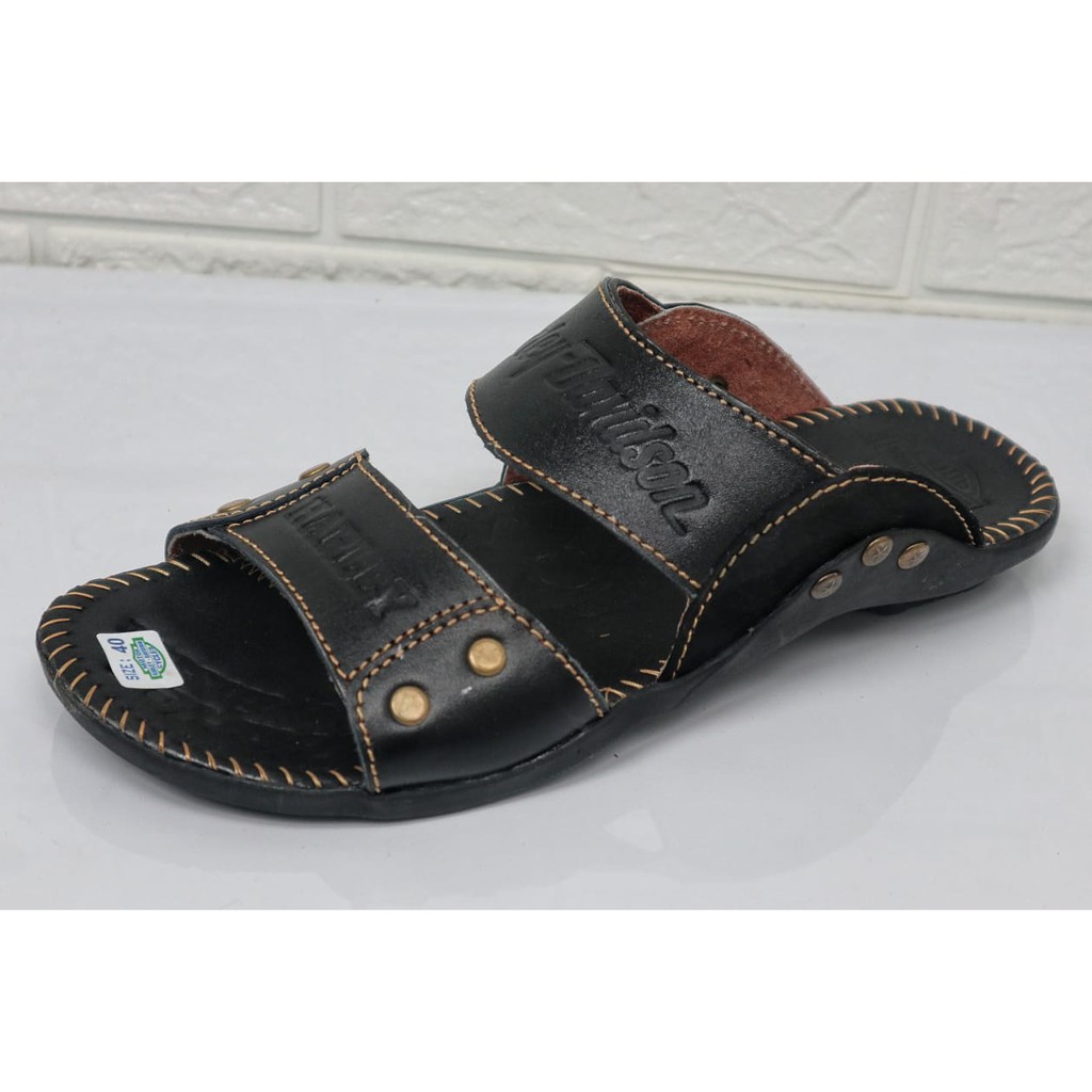 Terbaru Sandal Pria Kulit Sapi Asli Harley Davidson Ban 2 Track New Real Leather Cow Sendal Casual P