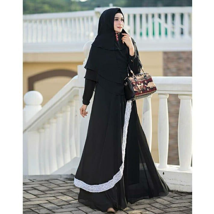 Gamis Zavania Syari + Khimar /Gamis Syari/pakaian/Balotelli/gamis/Baju Murah/Wolfis/Gamis Pesta