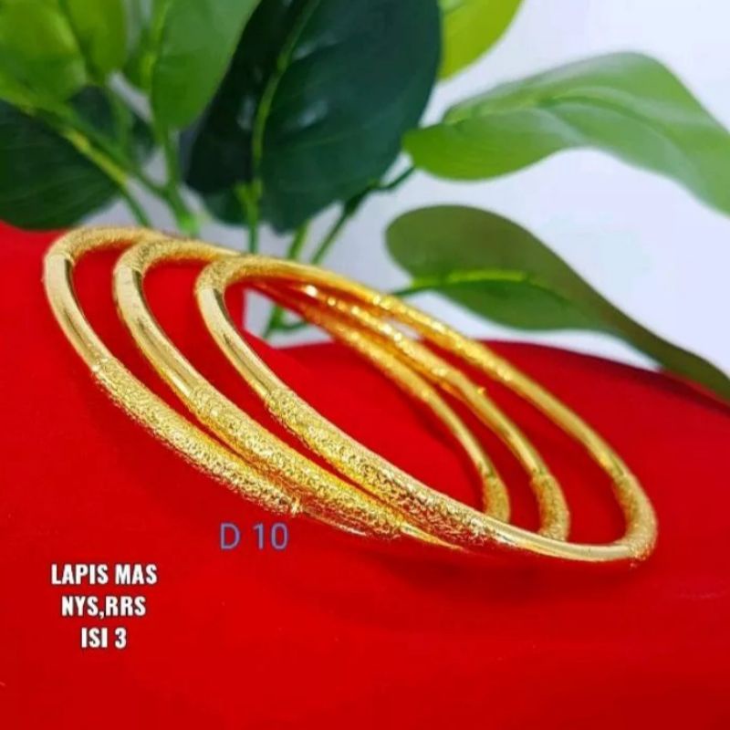 GELANG KERONCONG DEWASA TITANIUM GOLD ISI 3 PCS LAPIS EMAS 24K MODEL TERBARU ANTI LUNTUR