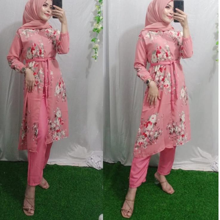 Cᗴpat sampaί SETELAN TUNIK MOTIF BUNGA |I2|V0|04 ..,