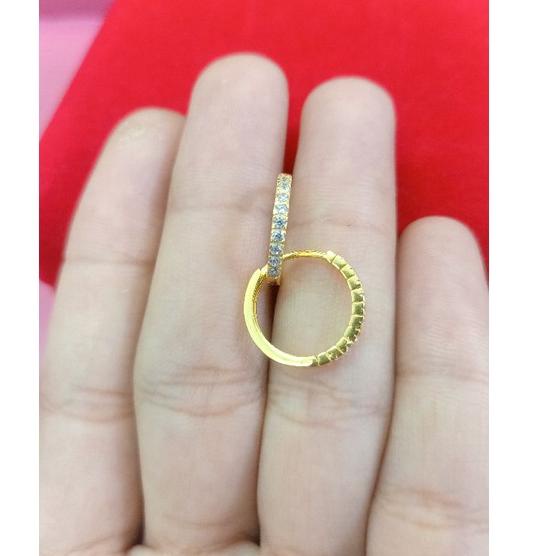Banyak Dipakai.. ANTING JEPIT BULAT BESAR PERAK 925 LAPIS MAS
