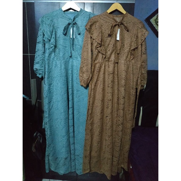 Gamis brukat malika, gamis kondangan, gamis brukat halus