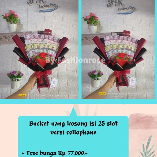 Sale Bucket Uang Kosong Isi 25 Slot Versi Cellophane Kerangka Buket Hampers buket bucket hadiah bing