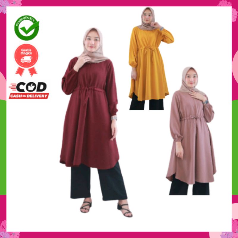 BETHA TUNIK •• LONG TUNIK POLOS •• Bheta Long Tunik Moscrepe Busui