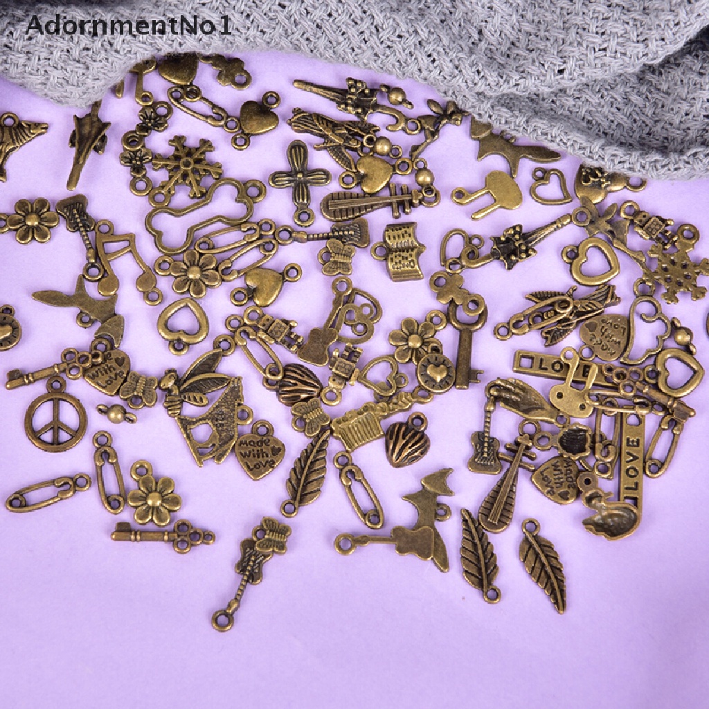 (AdornmentNo1) 100 / 50 Pcs Liontin Antik Aneka Model Untuk Membuat Perhiasan DIY