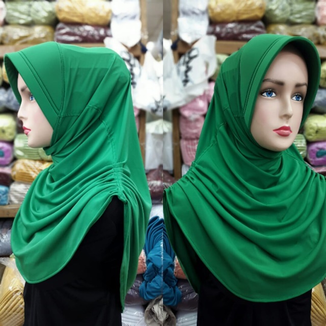 Hijab instan polos RUMANA model kerut samping kiri kanan