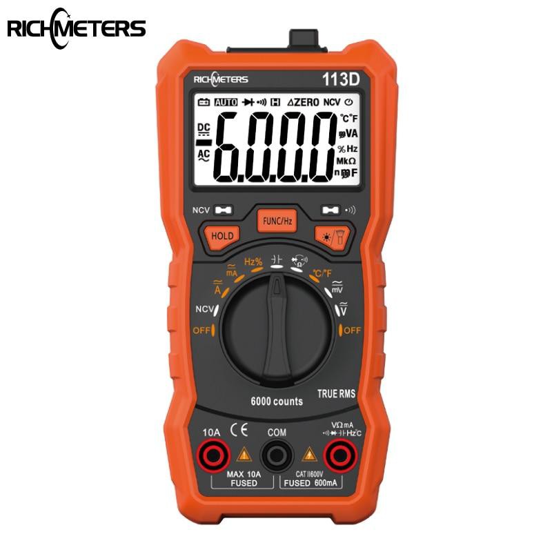 Promo RICHMETERS Pocket Size Digital Multimeter AC/DC Voltage Tester - RM113D - Black Limited