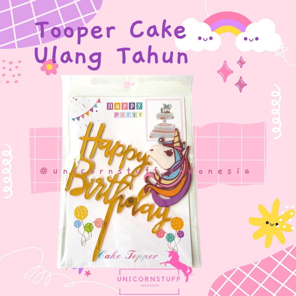 Miniatur Tooper Kue Hiasan Unicorn Kue Ulang Tahun Cake Kado Cewek