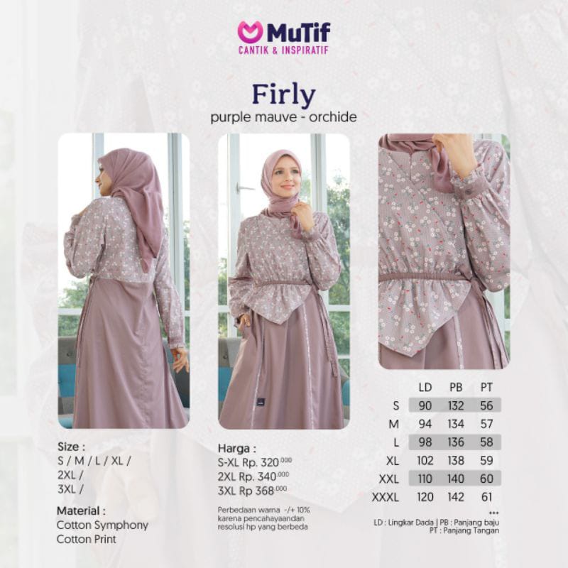 BAJU GAMIS TERBARU MUTIF FIRLY PURPLE MAUVE/NEW ARRIVAL