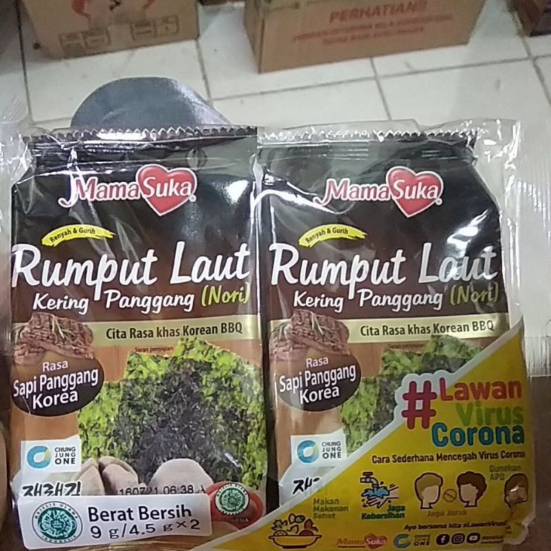 

Rumput Laut Mamasuka BBQ Korea 9gr